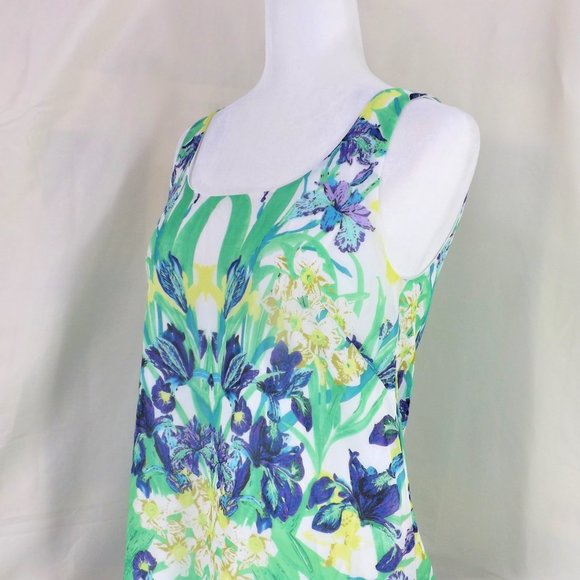 Betsey Johnson Exotic Design Print Sheer w Lining Semi-Fit Sleeveless Tank Top 4 - Picture 13 of 16